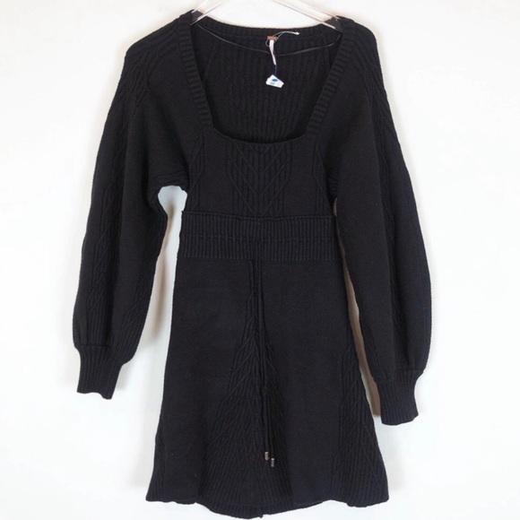 NWT FREE PEOPLE Dress Emmaline Square Neck Puff Long Sleeve - Picture 3 of 4